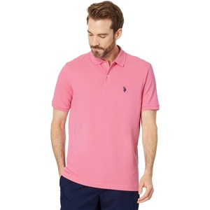 U.S. Polo Assn. Men’s Classic Polo Shirt, Two-Button Closure Pique Polo Shirt, Summer Fashion Golf Shirt(Pink Movement)