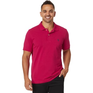 U.S. Polo Assn. Men’s Classic Polo Shirt, Two-Button Closure Pique Polo Shirt, Summer Fashion Golf Shirt(Raspberry Vine)