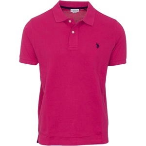 U.S. Polo Assn. Men’s Classic Polo Shirt, Two-Button Closure Pique Polo Shirt, Summer Fashion Golf Shirt(Raspberry Vine Heather)