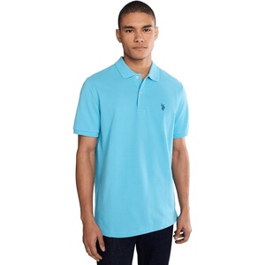 U.S. Polo Assn. Men’s Classic Polo Shirt, Two-Button Closure Pique Polo Shirt, Summer Fashion Golf Shirt(River Blue)