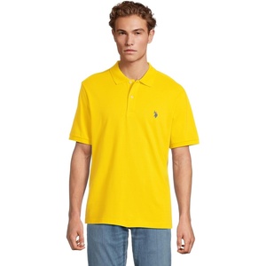 U.S. Polo Assn. Men’s Classic Polo Shirt, Two-Button Closure Pique Polo Shirt, Summer Fashion Golf Shirt(Scoring Yellow)
