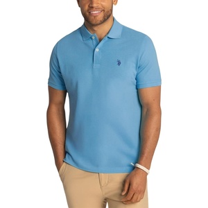U.S. Polo Assn. Men’s Classic Polo Shirt, Two-Button Closure Pique Polo Shirt, Summer Fashion Golf Shirt(Sedona Blue)