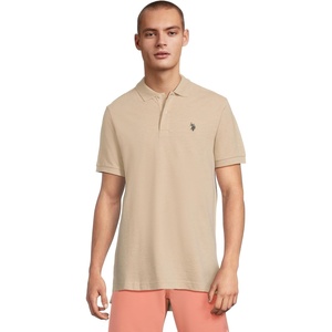 U.S. Polo Assn. Men’s Classic Polo Shirt, Two-Button Closure Pique Polo Shirt, Summer Fashion Golf Shirt(Sour Dough Heather)