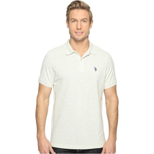 U.S. Polo Assn. Men’s Classic Polo Shirt, Two-Button Closure Pique Polo Shirt, Summer Fashion Golf Shirt(Summer Oatmeal)