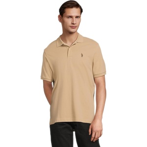 U.S. Polo Assn. Men’s Classic Polo Shirt, Two-Button Closure Pique Polo Shirt, Summer Fashion Golf Shirt(Tribeca Khaki)