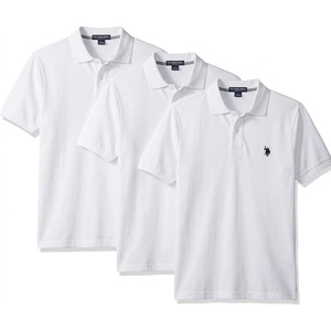 U.S. Polo Assn. Men’s Classic Polo Shirt, Two-Button Closure Pique Polo Shirt, Summer Fashion Golf Shirt(White (3-pack))