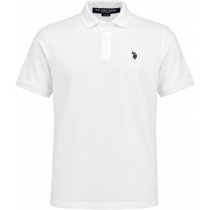 U.S. Polo Assn. Men’s Classic Polo Shirt, Two-Button Closure Pique Polo Shirt, Summer Fashion Golf Shirt(White/Black)