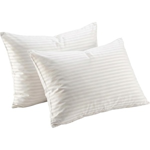 U.S. Polo Assn. Signature Damask Stripe Jumbo Cotton Bed Pillow, 2 Pack, Soft Breathable Cover