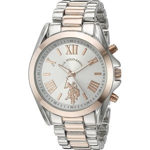 U.S. Polo Assn. Women’s Two-Tone Analog Watch – Silver Dial with Rose Gold Accents, 41mm Metal Case, and Alloy Link Bracelet – Elegant Quartz Timepiece for Everyday Style