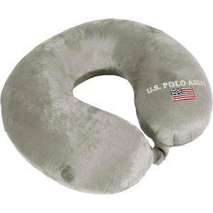U.S. Polo Association Ultra Soft Velvet Velour Plush Memory Foam Travel Neck Pillow (Black)(Silver)