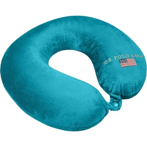 U.S. Polo Association Ultra Soft Velvet Velour Plush Memory Foam Travel Neck Pillow (Black)(Teal)