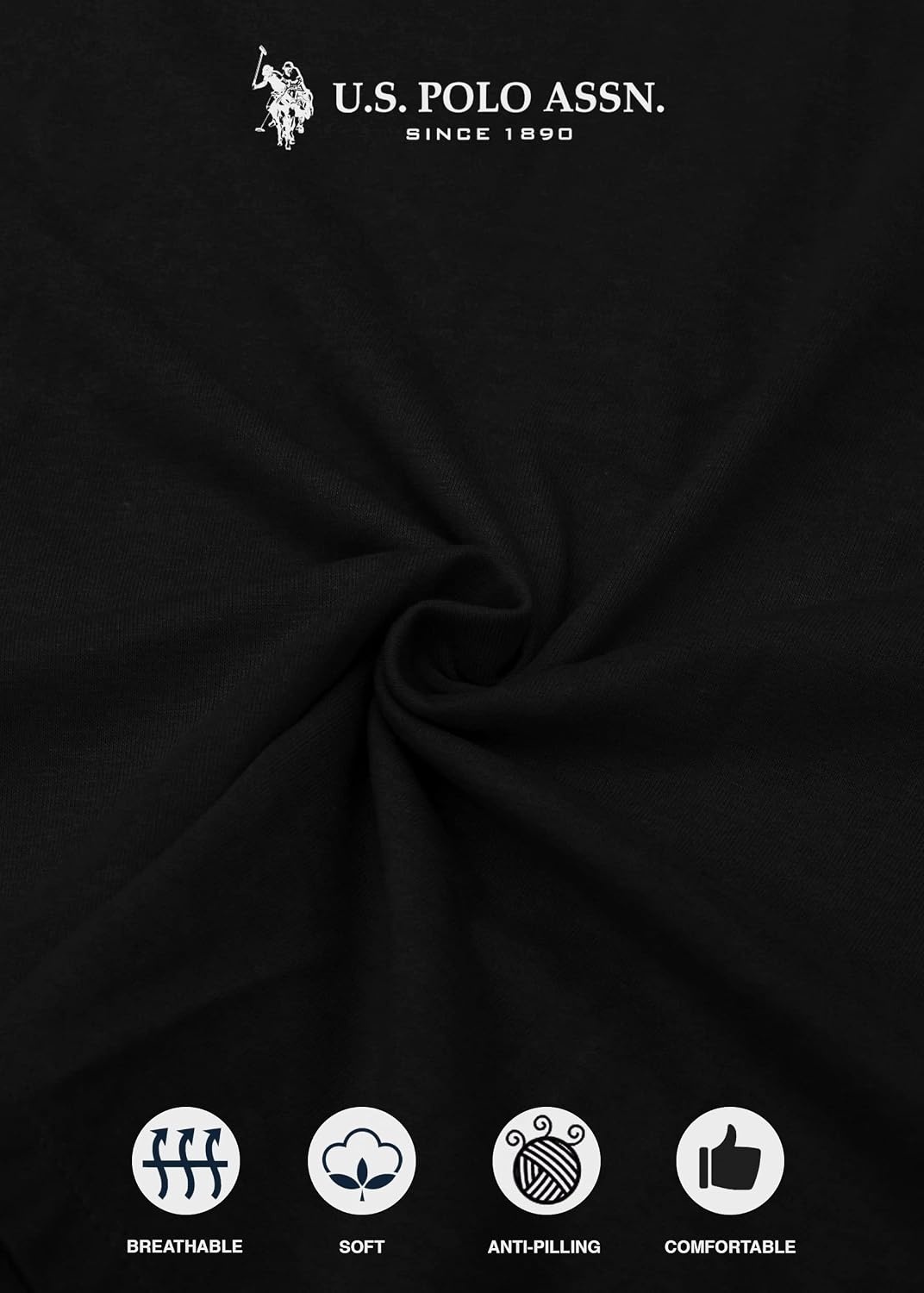 image:imageUS POLO ASSN Cotton Pajamas for Women Set Short Sleeve Henley Top and Jogger PantsBlack