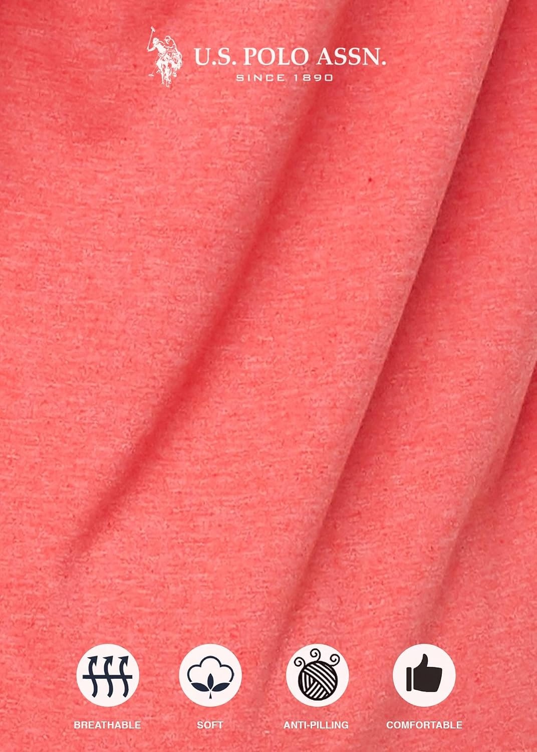 image:imageUS POLO ASSN Cotton Pajamas for Women Set Short Sleeve Henley Top and Jogger PantsGeorgia Peach Heather