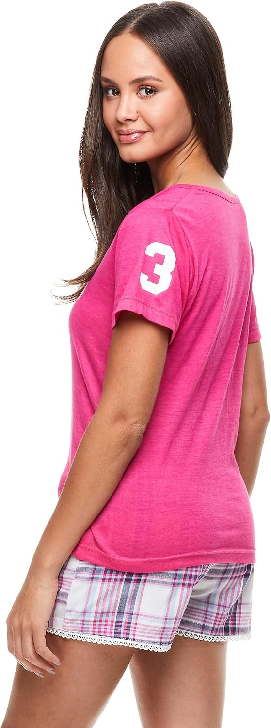 image:imageUS POLO ASSN Cotton Pajamas for Women Set Short Sleeve TShirt and ShortsPink Paradise W Pockets
