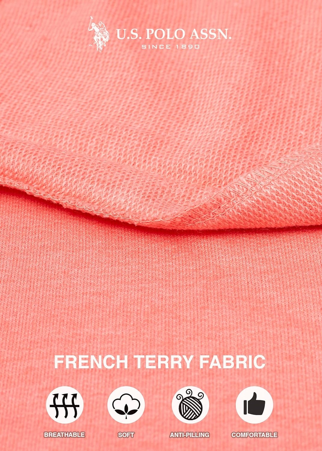 image:imageUS POLO ASSN Essentials Sweatpants with Pockets Comfy Breathable French Terry Womens JoggersCoralheather