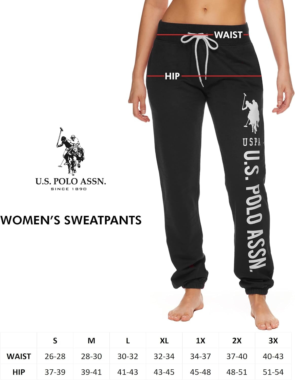 image:imageUS POLO ASSN Essentials Sweatpants with Pockets Comfy Breathable French Terry Womens JoggersDark Charcoal Heather With Light Pink Print