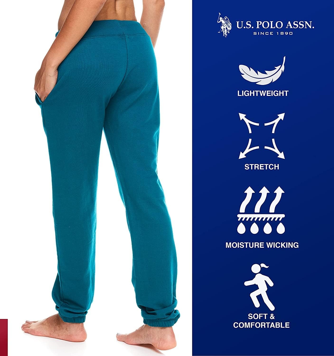 image:imageUS POLO ASSN Essentials Sweatpants with Pockets Comfy Breathable French Terry Womens JoggersDark Green