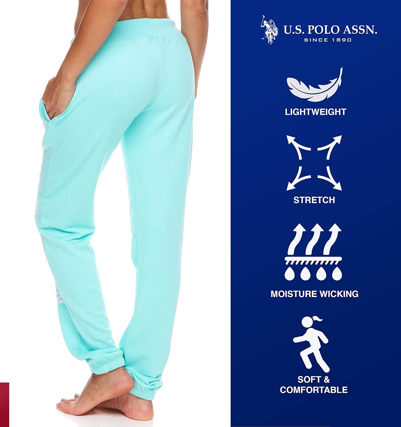 image:imageUS POLO ASSN Essentials Sweatpants with Pockets Comfy Breathable French Terry Womens JoggersMintheather