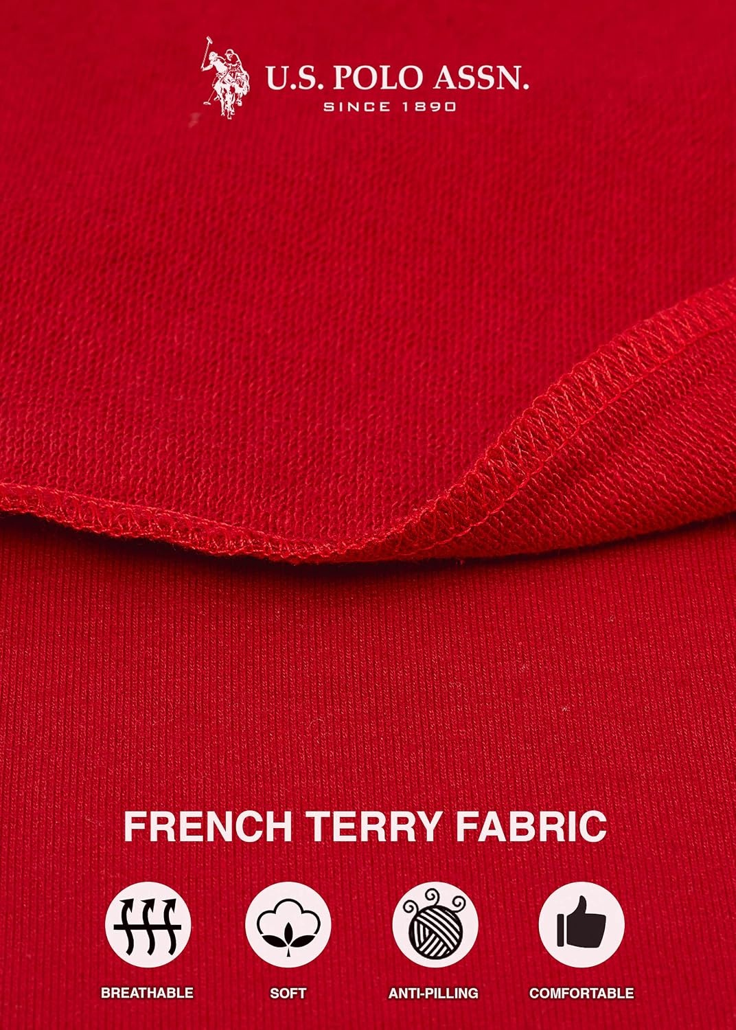 image:imageUS POLO ASSN Essentials Sweatpants with Pockets Comfy Breathable French Terry Womens JoggersRed4