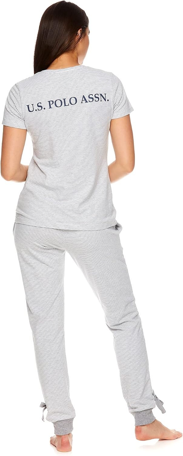 image:imageUS POLO ASSN Womens Lounge and Pajama Set ShortSleeve Top and Jogger Pajamas for WomenHeathergrey 2