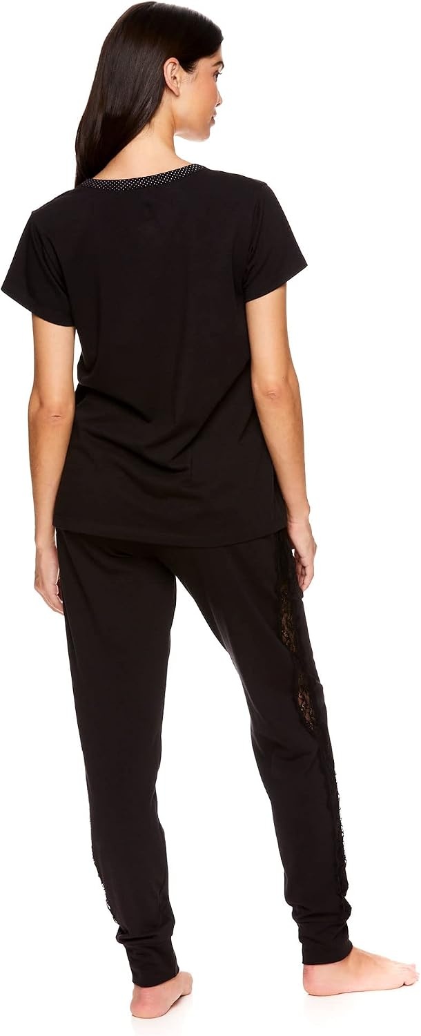 image:imageUS POLO ASSN Womens Pajama Set with Pockets Short Sleeve Shirt and Pajama Pants Pj SetBlack1