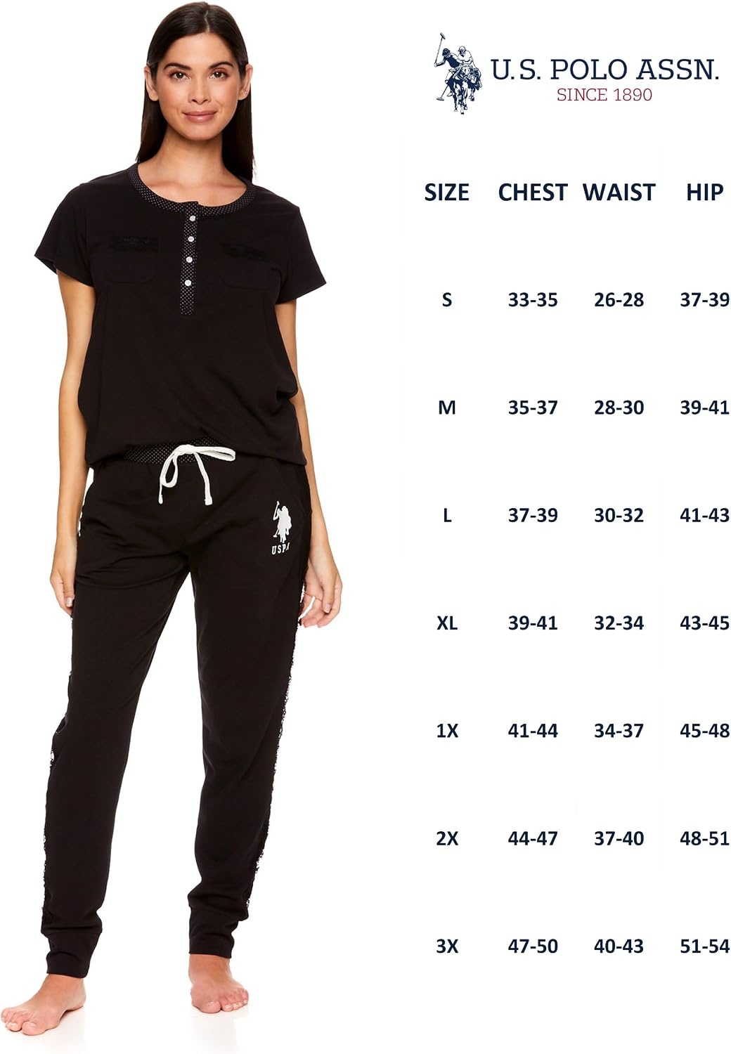 image:imageUS POLO ASSN Womens Pajama Set with Pockets Short Sleeve Shirt and Pajama Pants Pj SetBlack1