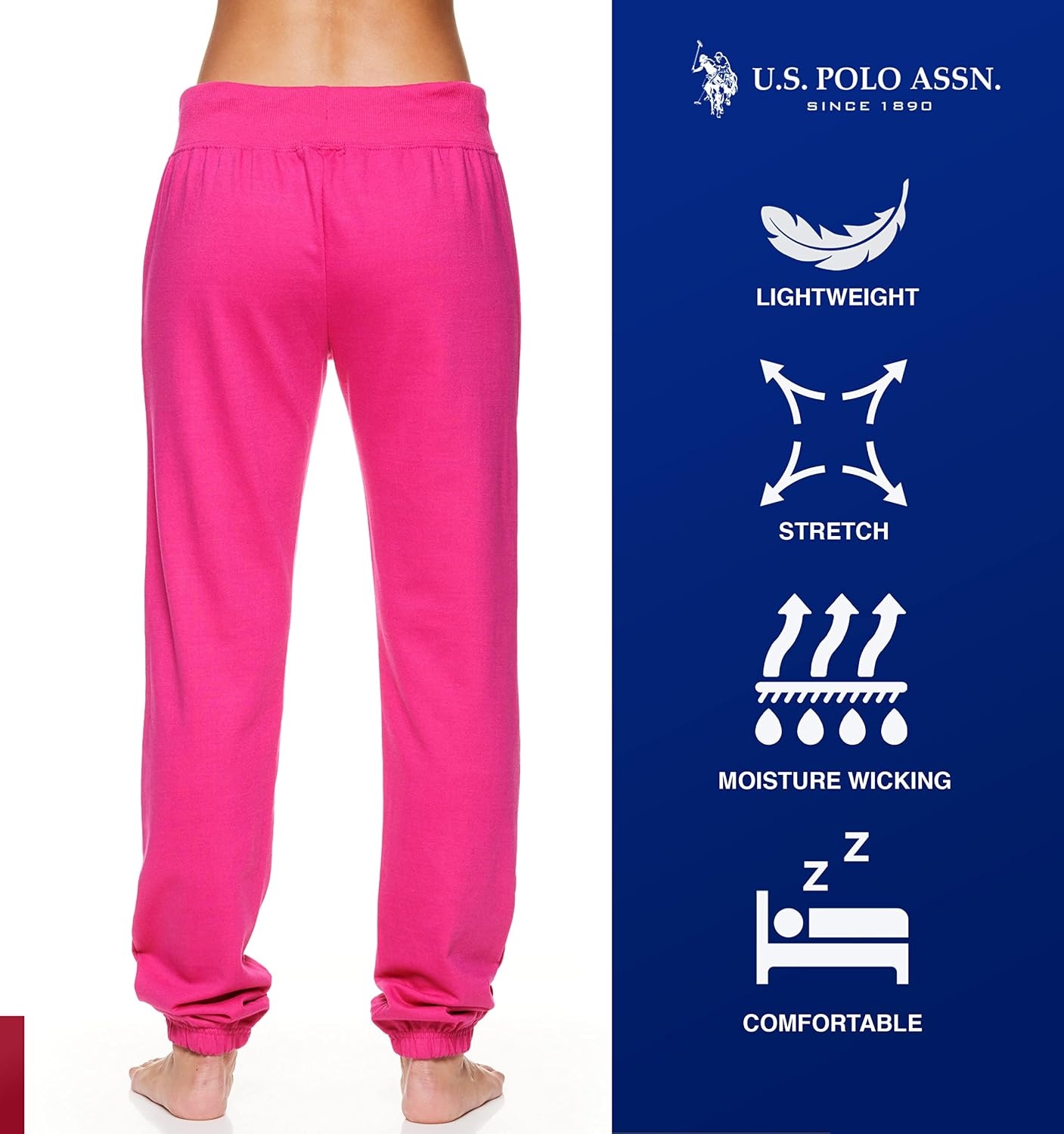 image:imageUS POLO ASSN Womens Sweatpants Women Joggers Sweats with Logo Print French Terry PolyCottonFuchsia3