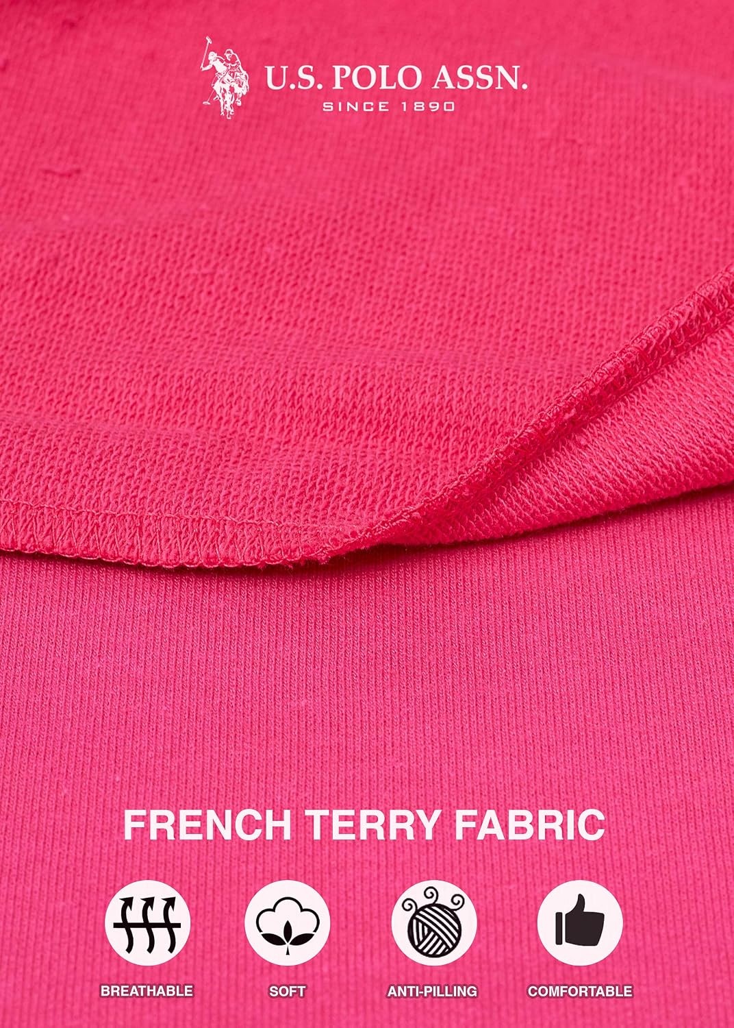 image:imageUS POLO ASSN Womens Sweatpants Women Joggers Sweats with Logo Print French Terry PolyCottonFuchsia3