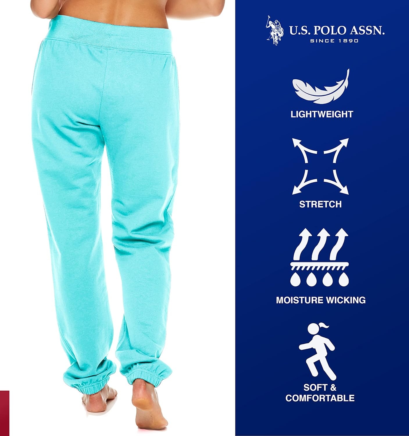 image:imageUS POLO ASSN Womens Sweatpants Women Joggers Sweats with Logo Print French Terry PolyCottonMint Heather3