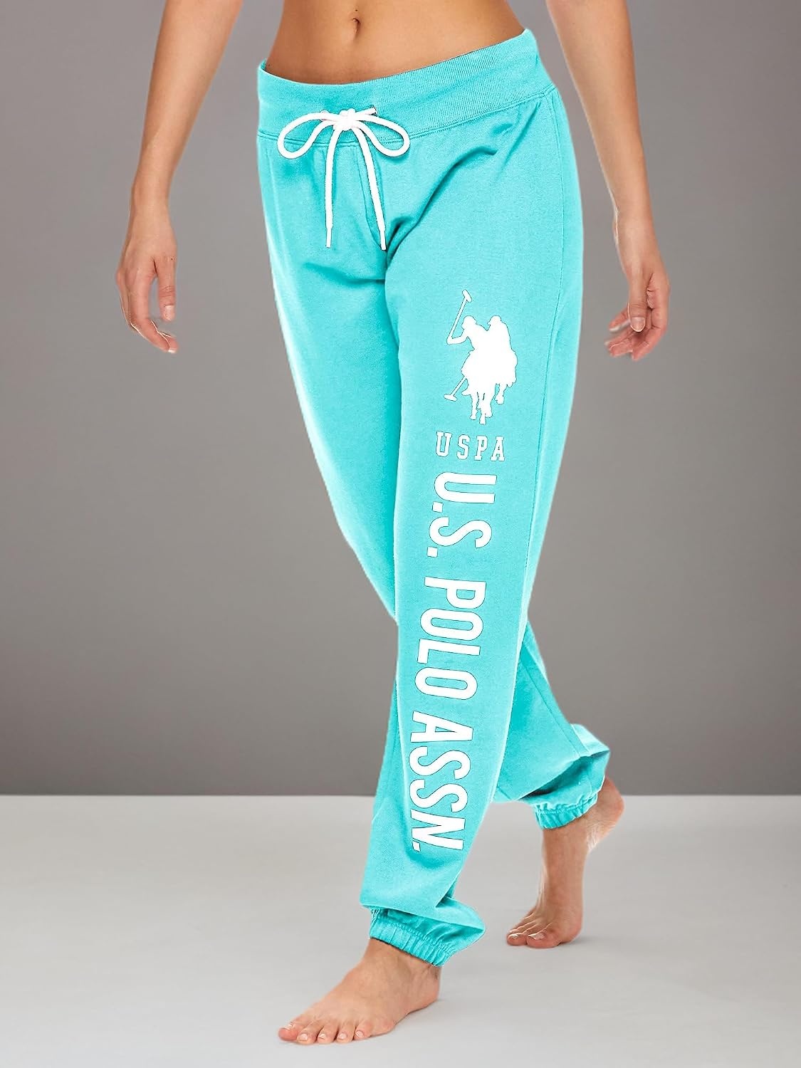 image:imageUS POLO ASSN Womens Sweatpants Women Joggers Sweats with Logo Print French Terry PolyCottonMint Heather3