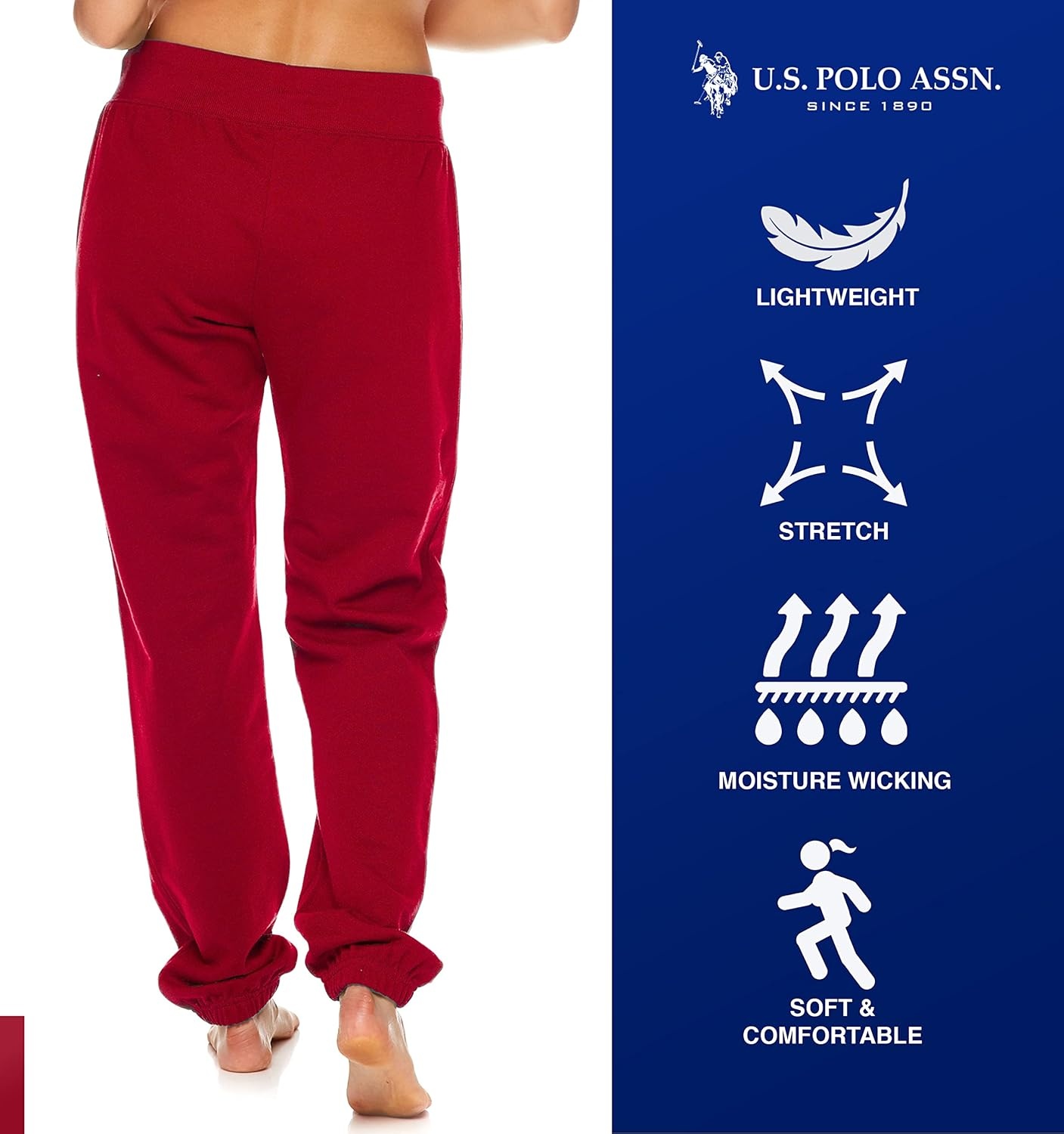image:imageUS POLO ASSN Womens Sweatpants Women Joggers Sweats with Logo Print French Terry PolyCottonRed