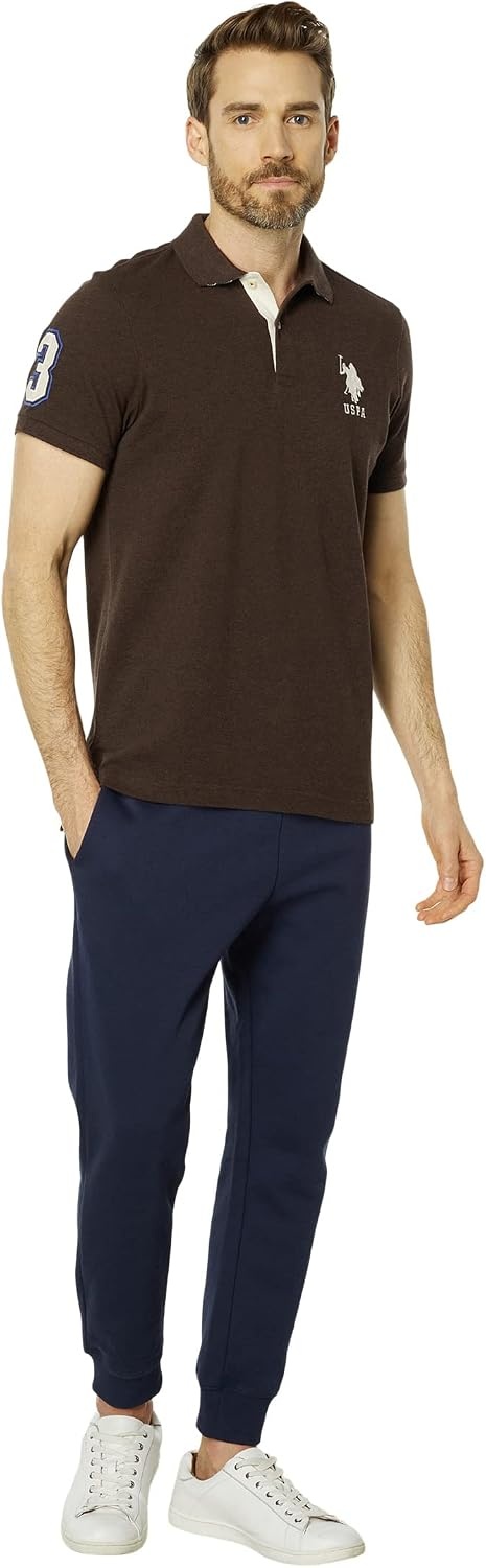image:imageUS Polo ASSN Mens Solid Pique Polo ShirtBrown Heather