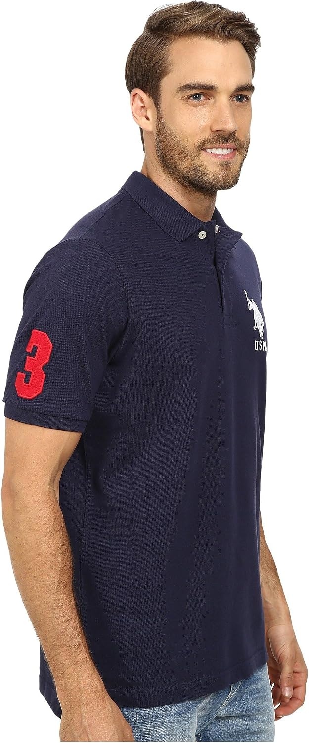 image:imageUS Polo ASSN Mens Solid Pique Polo ShirtClassic NavyWhite