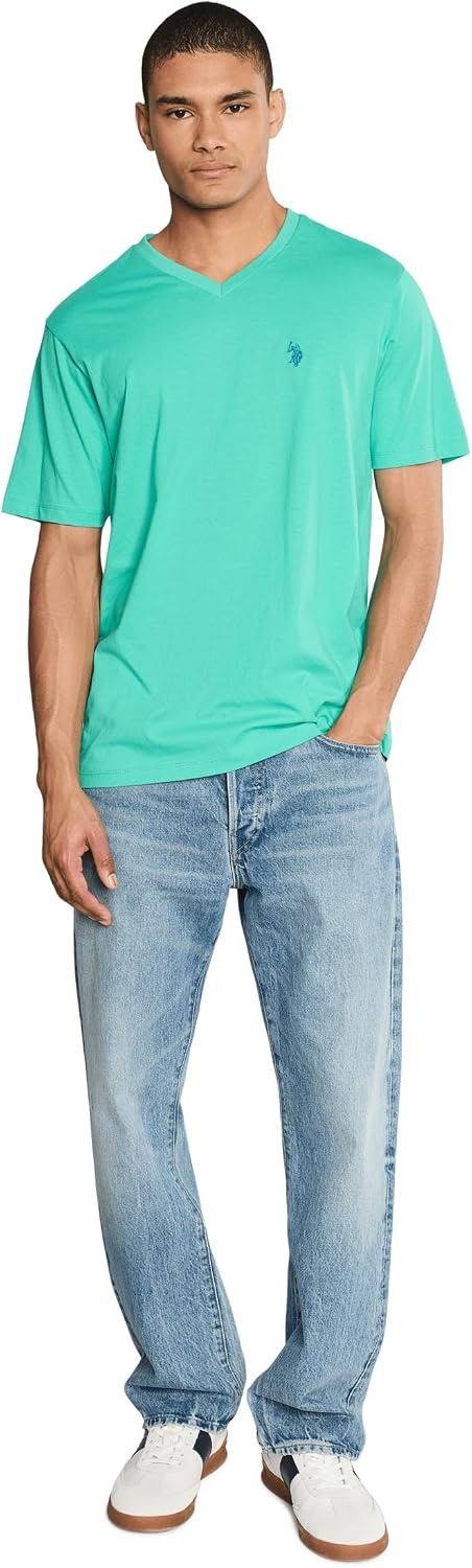 image:imageUS Polo Assn Mens Solid VNeck TShirtAqua Teal