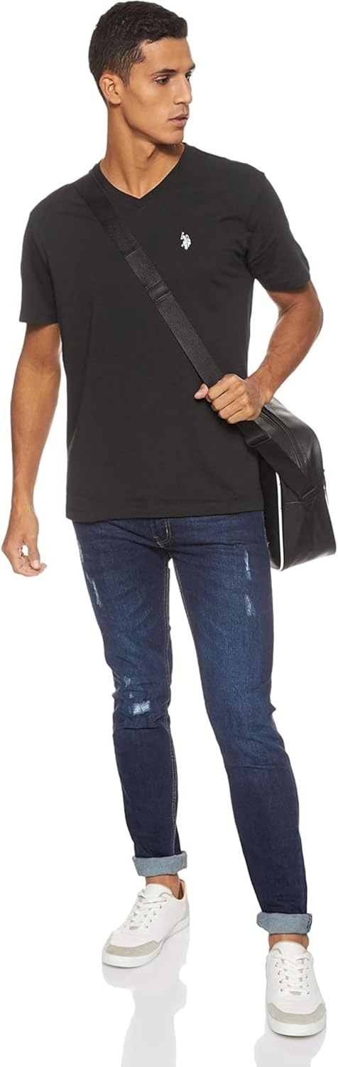 image:imageUS Polo Assn Mens Solid VNeck TShirtBlackBlackBlack
