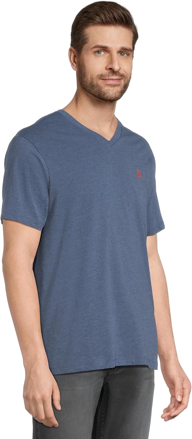 image:imageUS Polo Assn Mens Solid VNeck TShirtBlue Water Heather
