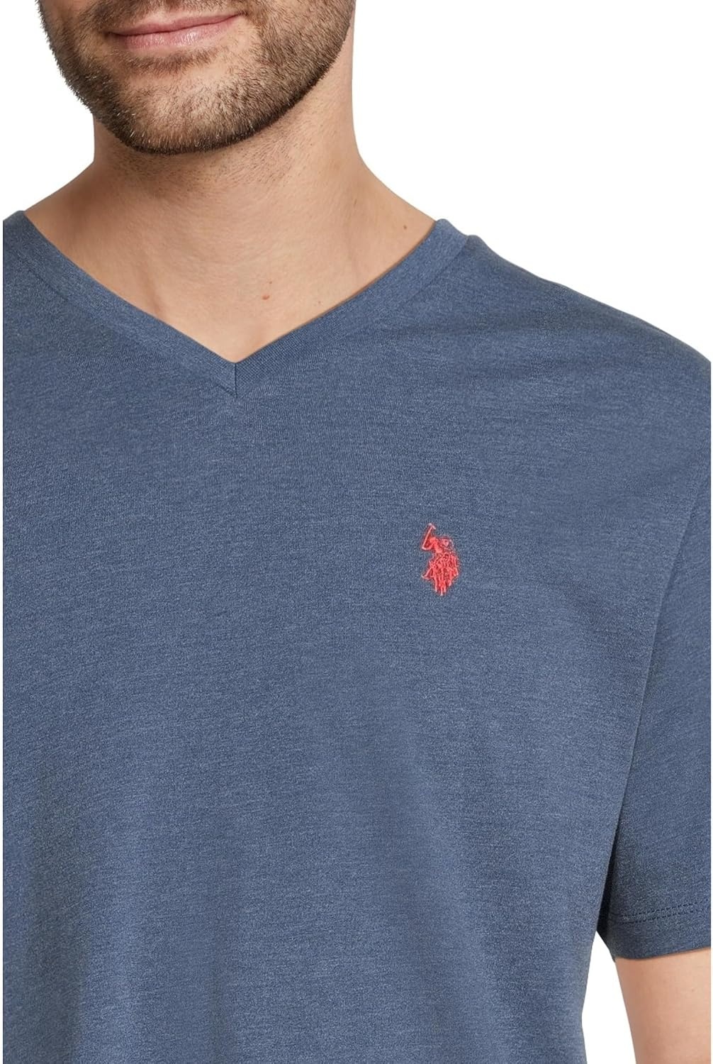 image:imageUS Polo Assn Mens Solid VNeck TShirtBlue Water Heather