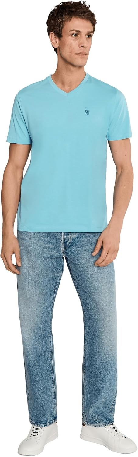 image:imageUS Polo Assn Mens Solid VNeck TShirtCanyon Blue