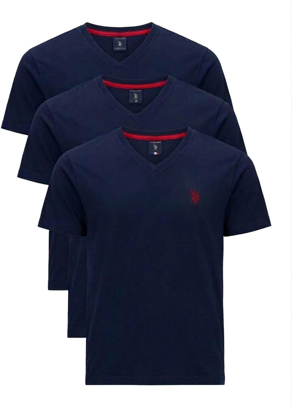 image:imageUS Polo Assn Mens Solid VNeck TShirtClassic Navy 3pack