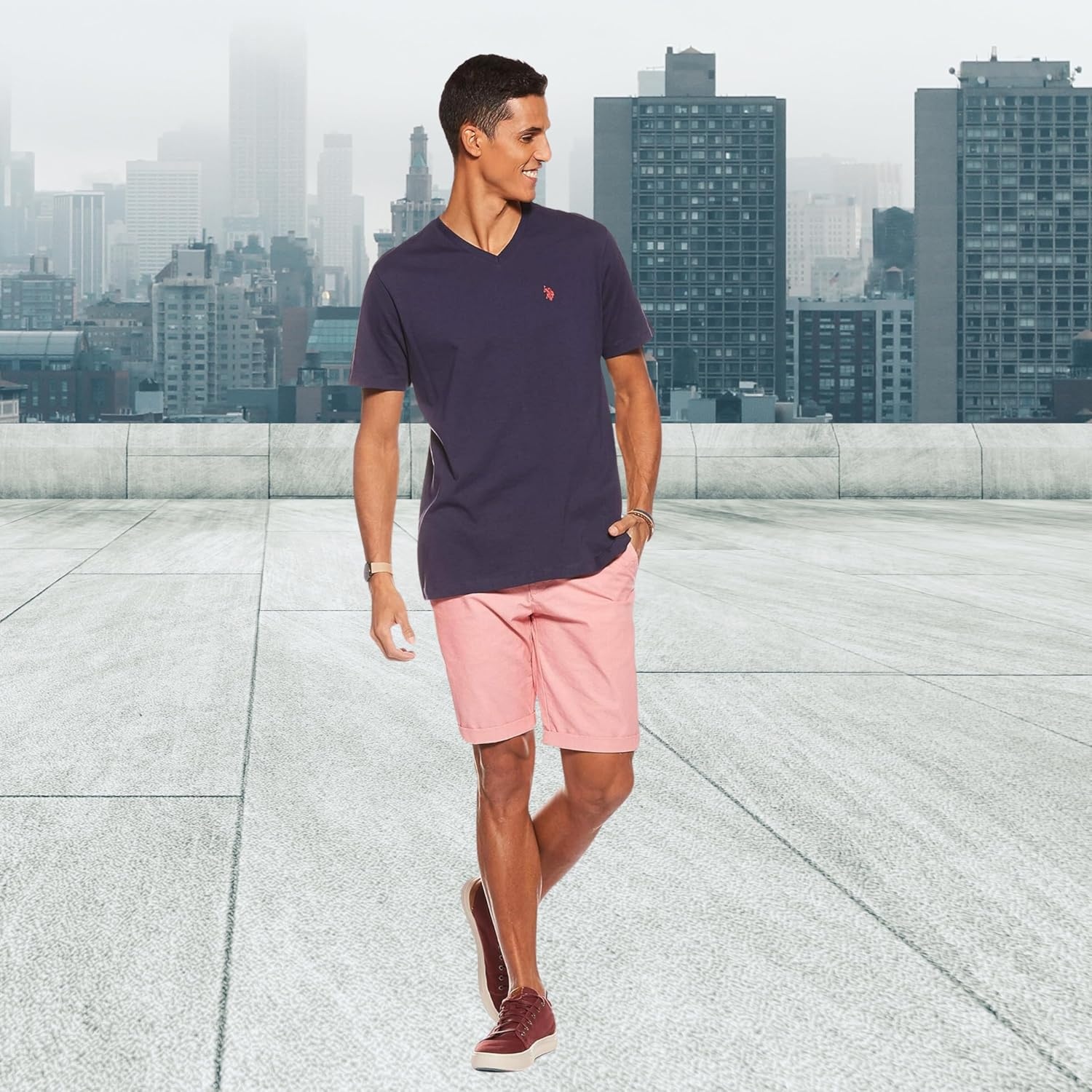 image:imageUS Polo Assn Mens Solid VNeck TShirtClassic Navy