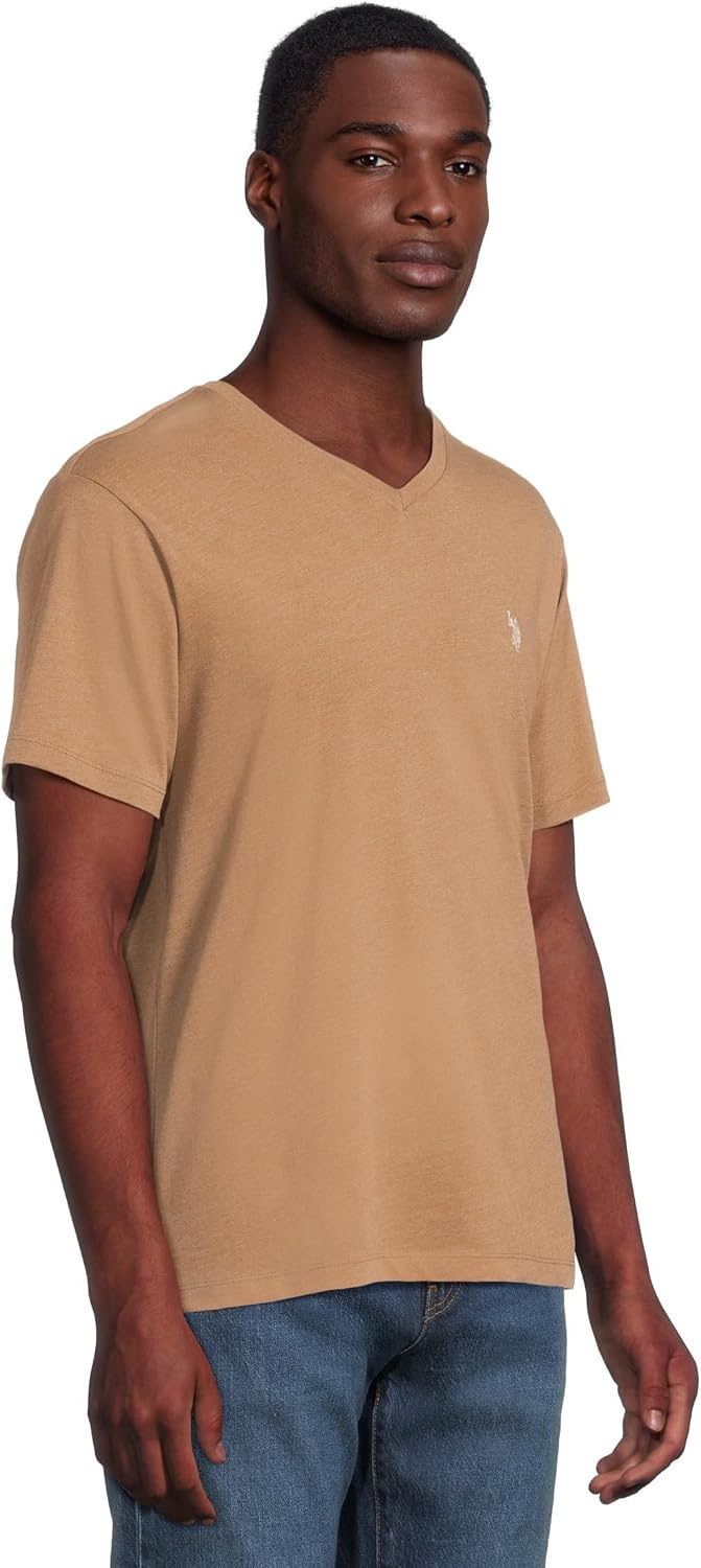 image:imageUS Polo Assn Mens Solid VNeck TShirtCoffee Heather
