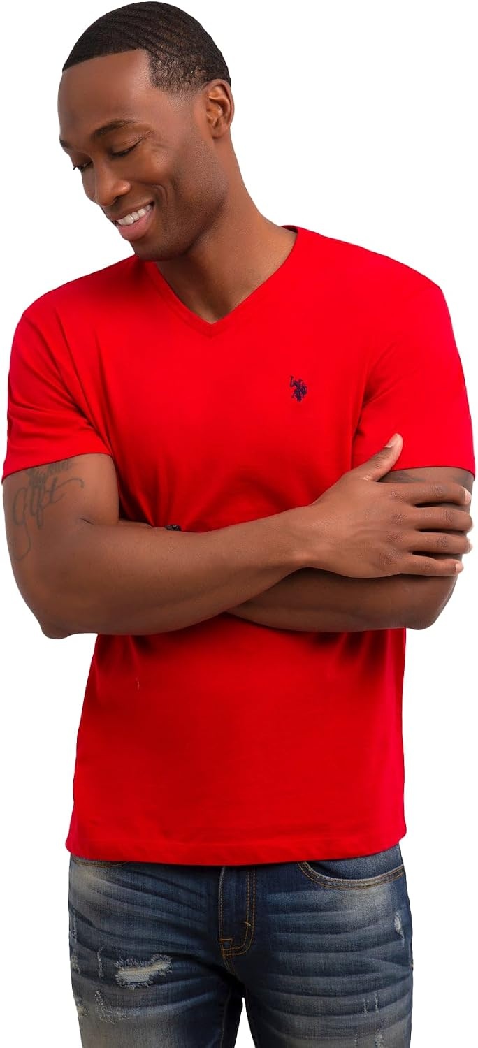image:imageUS Polo Assn Mens Solid VNeck TShirtEngine Red 3pack