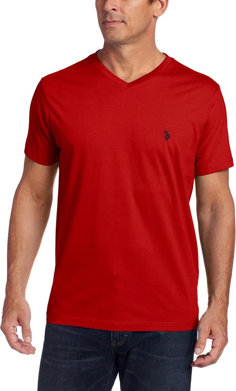 image:imageUS Polo Assn Mens Solid VNeck TShirtEngine Red