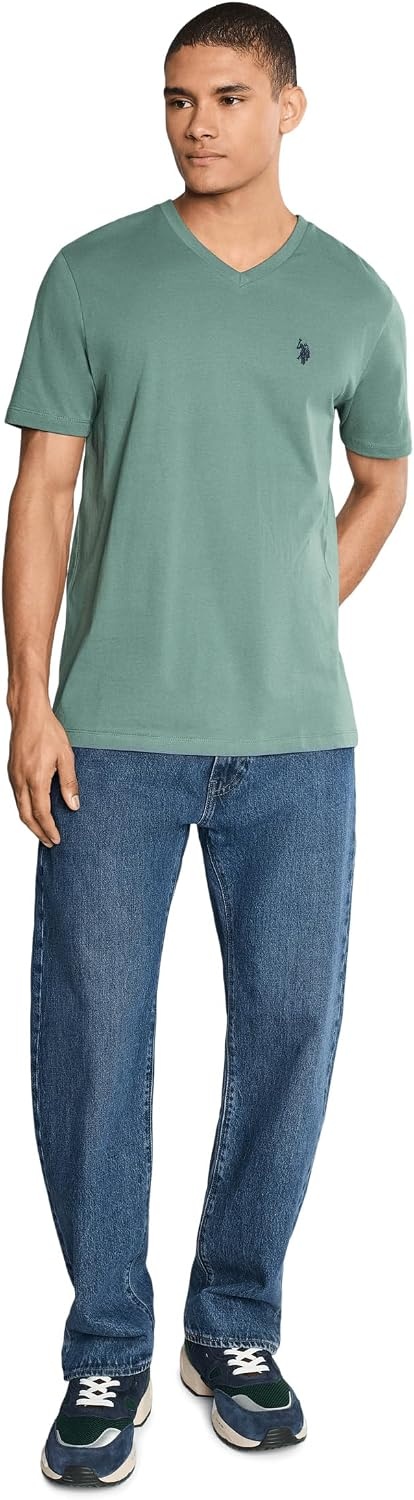 image:imageUS Polo Assn Mens Solid VNeck TShirtEvening Cactus