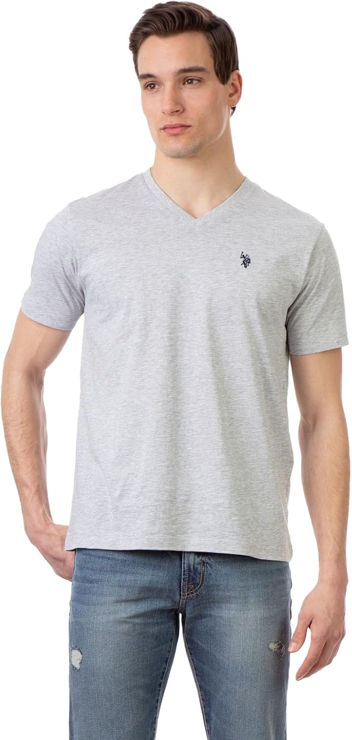image:imageUS Polo Assn Mens Solid VNeck TShirtHeather Gray 3pack