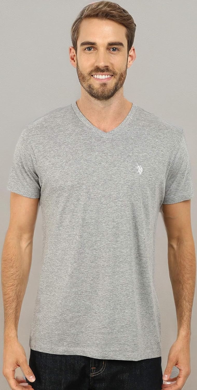 image:imageUS Polo Assn Mens Solid VNeck TShirtHeather Grey