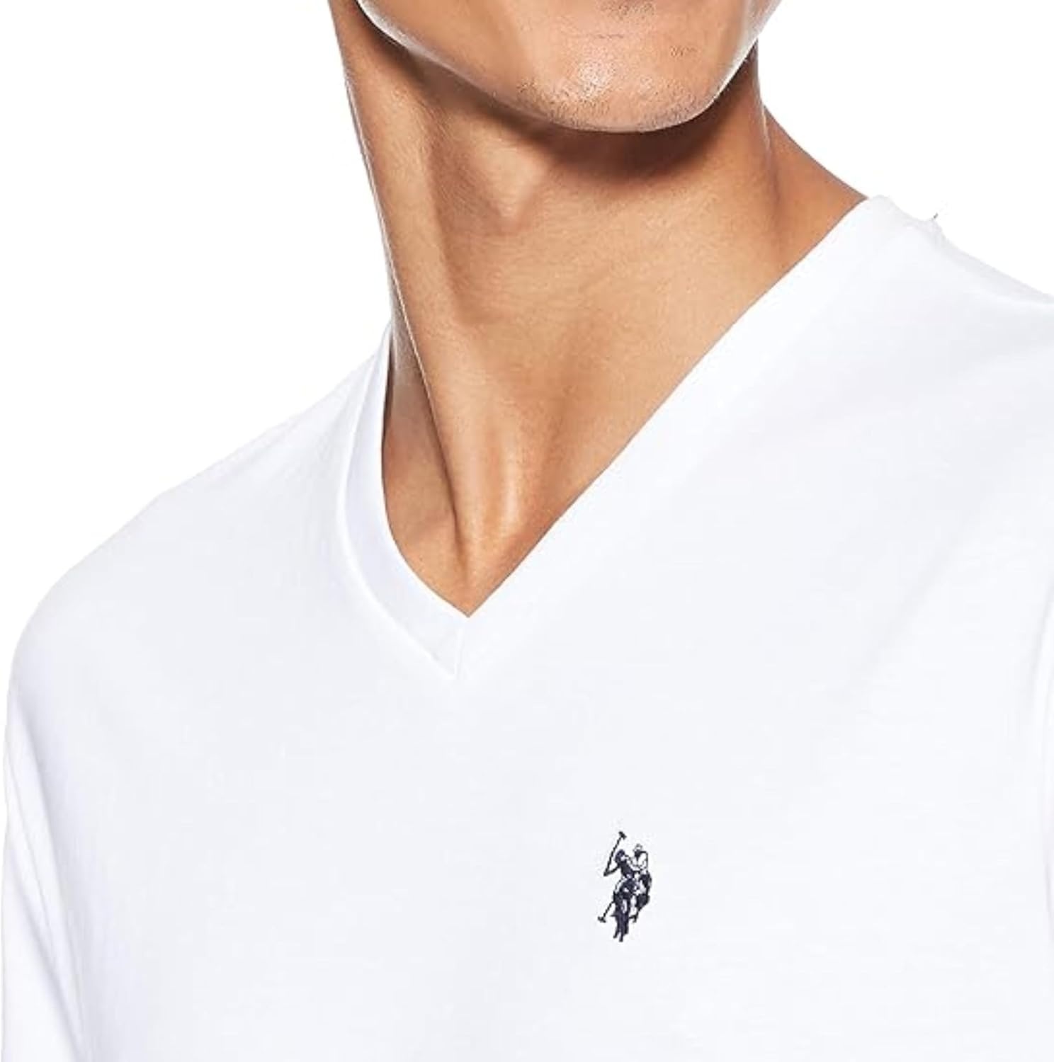 image:imageUS Polo Assn Mens Solid VNeck TShirtHeather GreyWhiteBlack