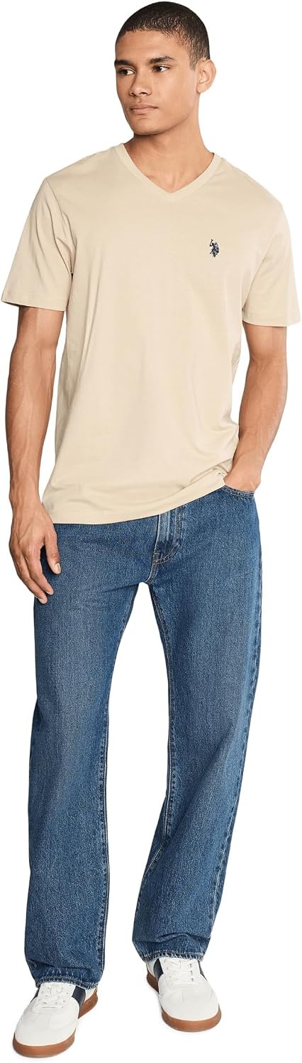 image:imageUS Polo Assn Mens Solid VNeck TShirtShoreline Tan