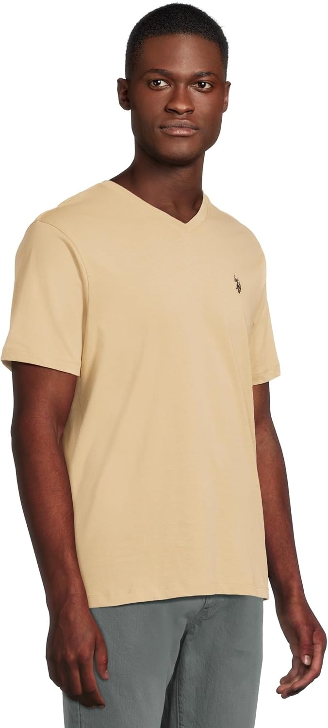 image:imageUS Polo Assn Mens Solid VNeck TShirtTribeca Khaki