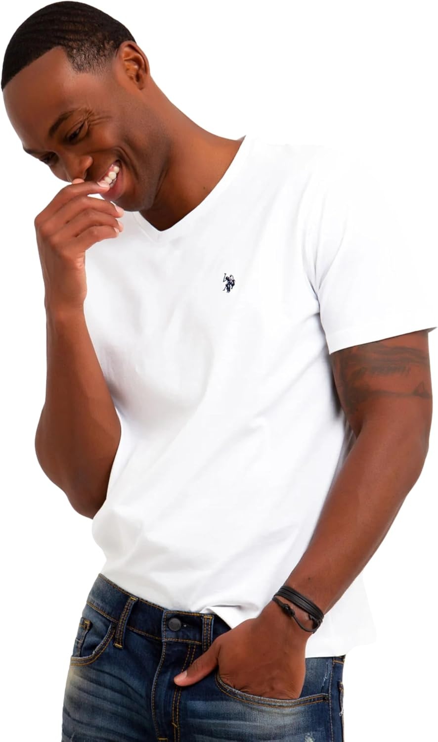 image:imageUS Polo Assn Mens Solid VNeck TShirtWhiteWhiteWhite
